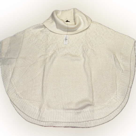 TALBOTS COWLNECK PONCHO, white or forest green - Picture 1 of 7